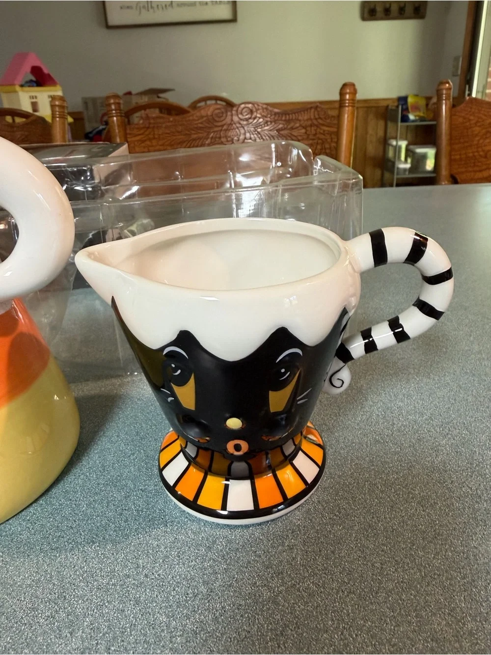 Johanna Parker Carnival Cottage Candy Corn Ghost Halloween Creamer Sugar Set